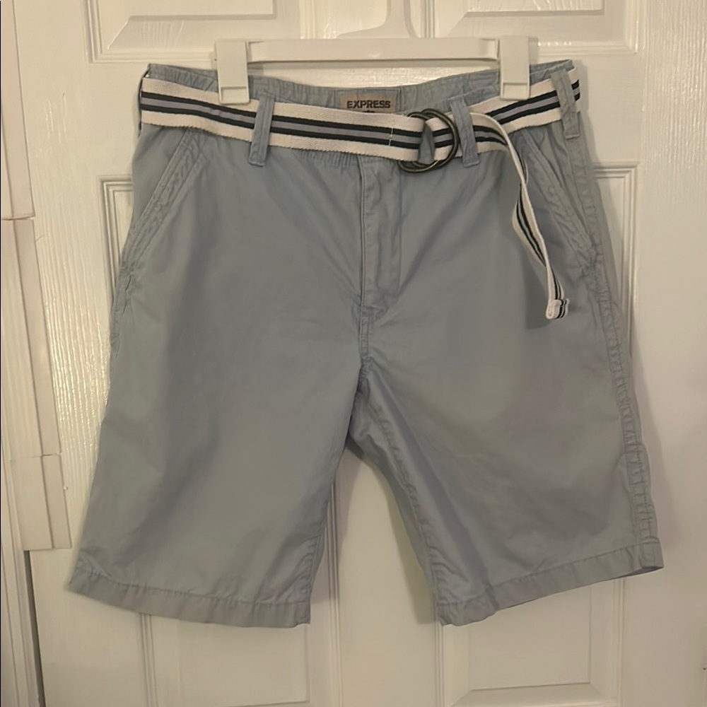 Express Blue Flat Front Shorts for Versatile Wear